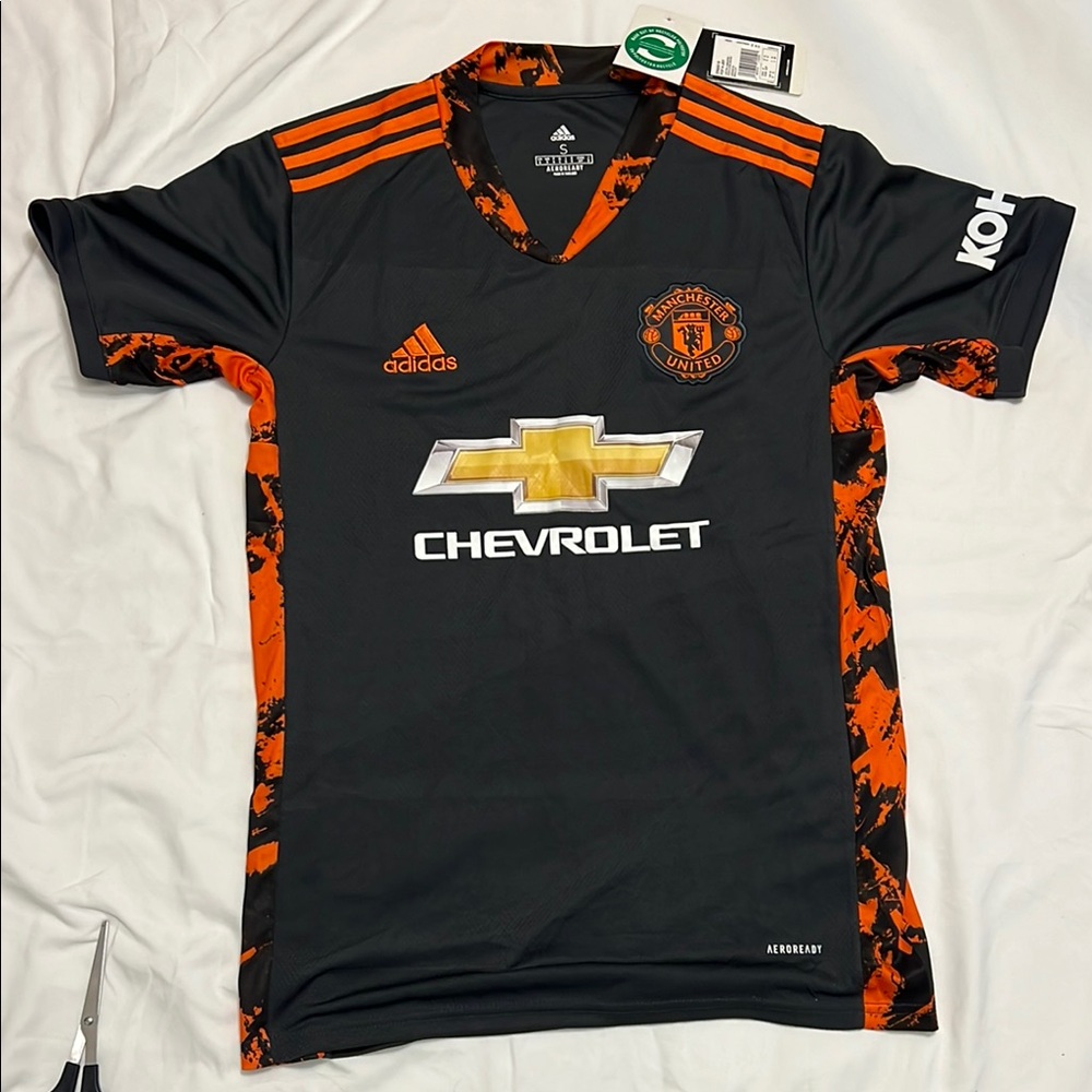 Adidas Black and Orange Performance Jersey for Manchester United